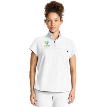 Healing Hands® Women's Partial Zip Stand Collar Scrub Top - Embroidered Personalization Available from Positive Promotions
