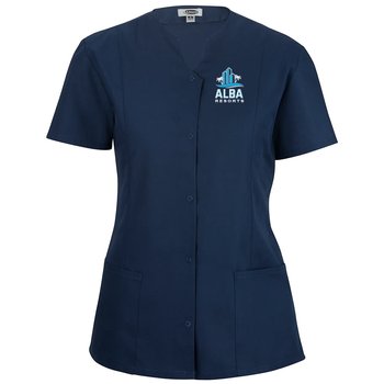 Edwards® Essential Women's Snap-Front Smock - Embroidered Personalization Available from Positive Promotions