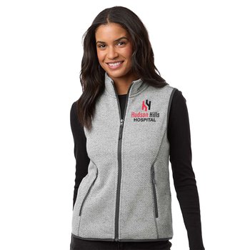 North End® Women's Jasper Jacquard Fleece Vest - Embroidered Personalization Available from Positive Promotions