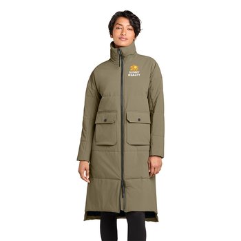 MiiR® Women's Sashiko Stretch Puffer Long Jacket - Embroidered Personalization Available from Positive Promotions