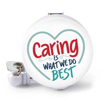 Caring Is What We Do Best Retractable Badge Holder With Alligator Clip from Positive Promotions