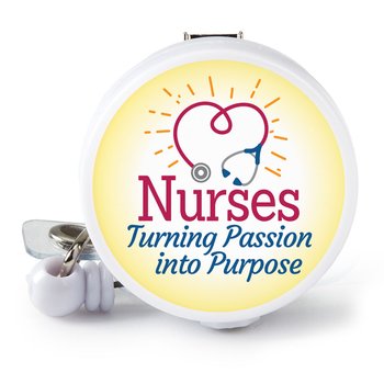 Nurses: Turning Passion Into Purpose Retractable Badge Holder With Alligator Clip from Positive Promotions