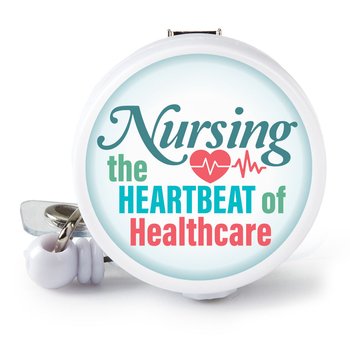 Nursing: The Heartbeat of Healthcare Retractable Badge Holder With Alligator Clip from Positive Promotions