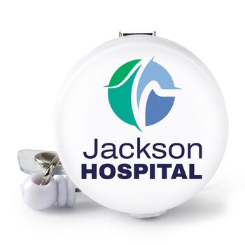 Round Retractable Badge Holder With Alligator Clip - Personalization Available from Positive Promotions