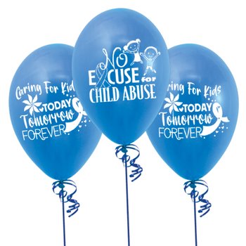 Child Abuse Prevention 2-Sided Latex Balloons - Pack of 50 from Positive Promotions