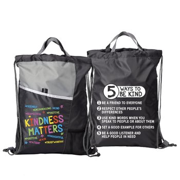 Kindness Matters Two-Sided Drawstring Backpack/Tote With Tips from Positive Promotions