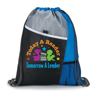 Today A Reader, Tomorrow A Leader Drawstring Backpack from Positive Promotions