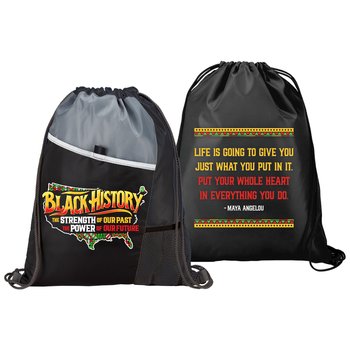 Black History: The Strength of Our Past, the Power of Our Future Drawstring Backpack from Positive Promotions