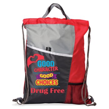 Good Character, Good Choices, Drug Free Drawstring Backpack/Tote from Positive Promotions