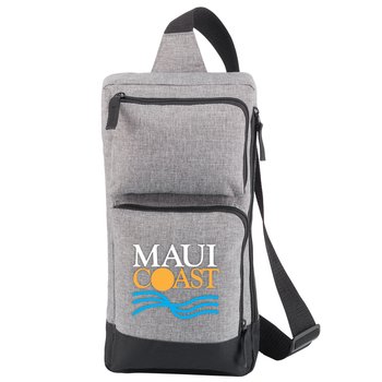 Heathered Gray Modesto Multi-Pocket Sling Bag - Personalization Available from Positive Promotions
