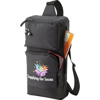 Healthcare Team Pride Black Modesto Multi-Pocket Sling Bag - Full-Color Personalization Available from Positive Promotions