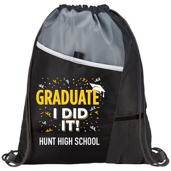 Graduate: I Did It! Drawstring Backpack - Personalization Available from Positive Promotions