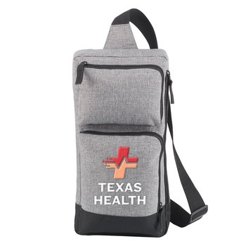 Heathered Gray Modesto Multi-Pocket Sling Bag - Embroidered Personalization Available from Positive Promotions