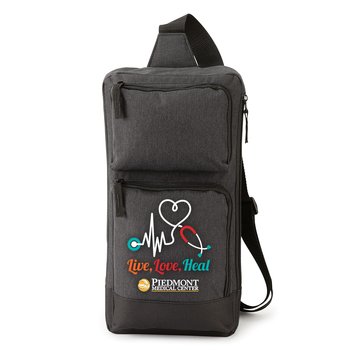 Live, Love, Heal Modesto Multi-Pocket Sling Bag - Personalization Available from Positive Promotions