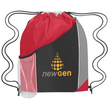 Sport Drawstring Mesh Backpack With Reflective Trim - One-Color Personalization Available from Positive Promotions