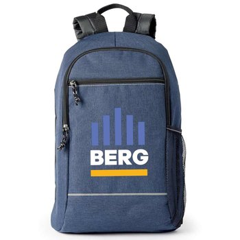 Workplace Safety Heathered Blue Bayside Backpack With Reflective Trim - Personalization Available from Positive Promotions