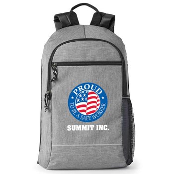 Workplace Safety Heathered Gray Bayside Backpack With Reflective Trim - Personalization Available from Positive Promotions