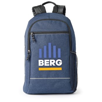 Heathered Blue Bayside Backpack with Reflective Trim - Personalization Available from Positive Promotions