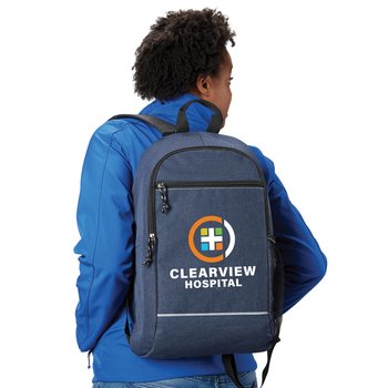 Heathered Blue Bayside Backpack with Reflective Trim - Personalization ...