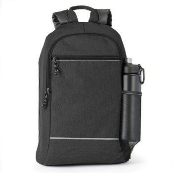 Heathered Black Jaxson Heavy-Duty Backpack With Reflective Trim from Positive Promotions