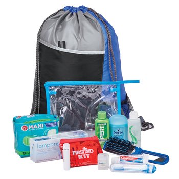 Female 13-Piece Personal Care Kit With Drawstring Backpack from Positive Promotions