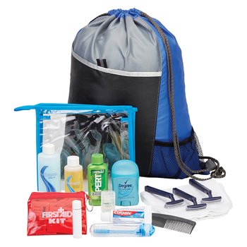 Male 16-Piece Personal Care Kit With Drawstring Backpack from Positive Promotions