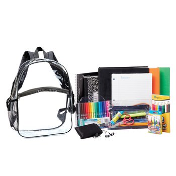 Montana Clear Backpack With Deluxe Back-to-School Supply Kit: Grades 3-5 - Personalization Available from Positive Promotions