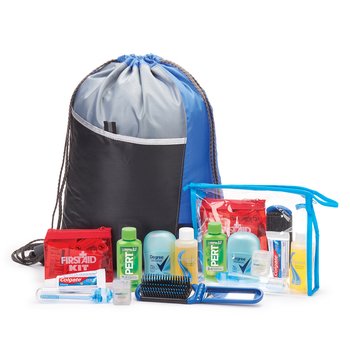 10-Piece Essential Hygiene Kit in Drawstring Backpack from Positive Promotions