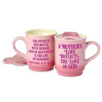 A Mother's Love Reflects the Love of God Gradient Ceramic Lidded Mug 14 oz. from Positive Promotions
