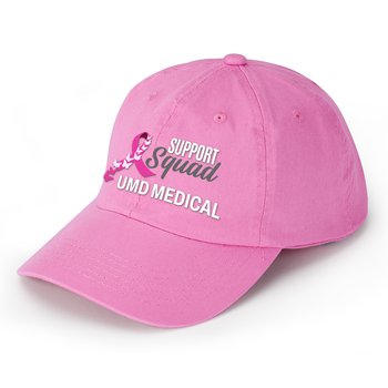 Classic Pink Awareness Baseball Dad's Cap With Buckle Closure - Embroidered Personalization Available from Positive Promotions