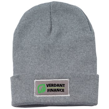 Gray rPET Knit Beanie With Cuff - Personalization Available from Positive Promotions