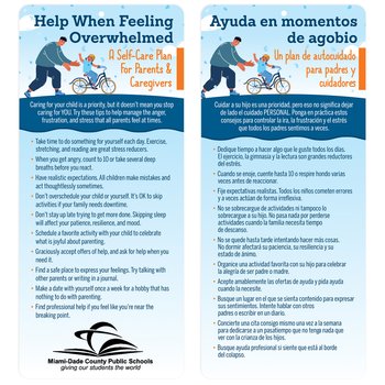 Help When Overwhelmed: A Self-Care Plan for Parents & Caregivers 2-Sided Bilingual Glancer - One-Color Personalization Available from Positive Promotions