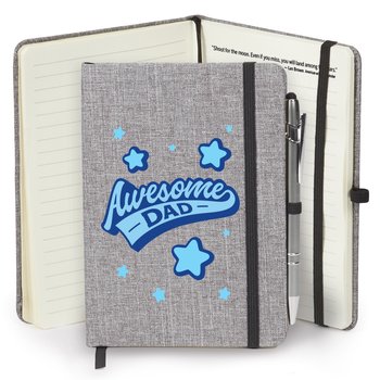 Awesome Dad Heathered Journal With Quotes & Stylus Pen from Positive Promotions