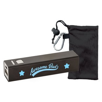 Awesome Dad 1,800-mAh Metal Power Bank in Microfiber Pouch from Positive Promotions