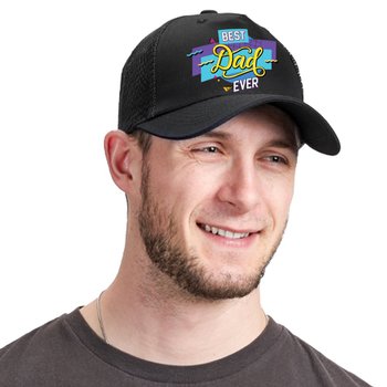 Best Dad Ever Positive Wear Trucker Cap - Embroidered Personalization Available from Positive Promotions