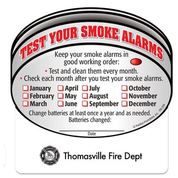Test Your Smoke Alarms Die-Cut Fire-Safety Magnet - Personalization Available from Positive Promotions
