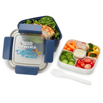 Proud of the Work We Do & the Difference We Make Locking Food Container with Compartments 54 oz. from Positive Promotions