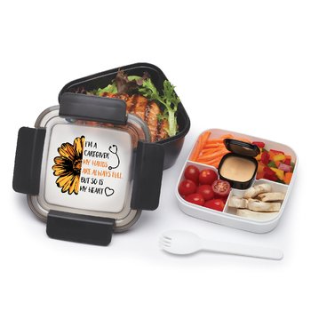 I'm a Caregiver: My Hands Are Always Full, but So Is My Heart Locking Food Container With Compartments 54 oz. from Positive Promotions