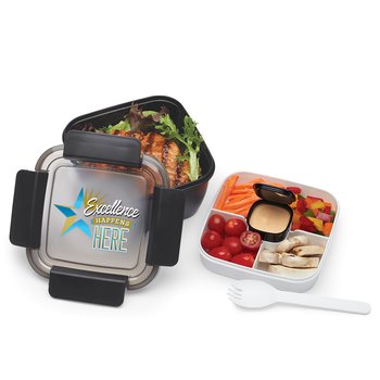 Excellence Happens Here Locking Food Container With Compartments 54 oz. from Positive Promotions