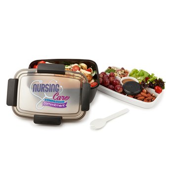 Nursing: Care, Compassion, Commitment Black Locking Stacker Food Container 68 oz. from Positive Promotions