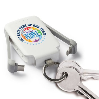 The Best Part of Our Team Is the People 3-in-1 2,000-mAh Mini Power Bank With LED Light & Keychain Ring from Positive Promotions
