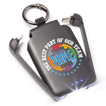 The Best Part of Our Team Is the People 3-in-1 2,000-mAh Mini Power Bank With LED Light & Keychain Ring from Positive Promotions