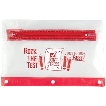 Rock the Test: Don't Stress; Just Do Your Best! Pencil Pouch - Pack of 10 from Positive Promotions