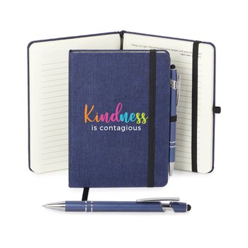 Kindness Is Contagious Heathered Journal With Quotes & Stylus Pen from Positive Promotions