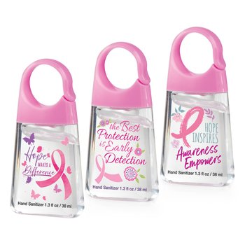 Breast Cancer Awareness Hand Sanitizer With Carabiner Clip Assortment - Pack of 12 from Positive Promotions