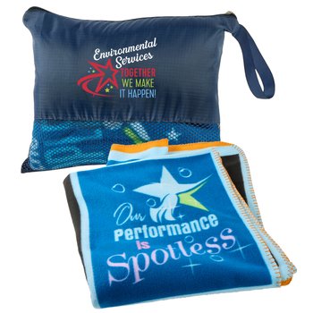 Environmental Services: Together, We Make It Happen! Eco Blanket in Zipper Pouch from Positive Promotions