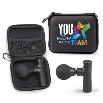 You Are Essential to Our Team Portable Mini Massage Gun With Carabiner Carry Case from Positive Promotions