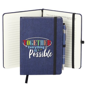 Together Everything Is Possible Heathered Journal With Quotes & Stylus Pen from Positive Promotions