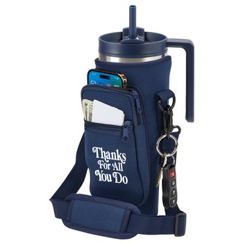 Thanks for All You Do Navy All-Day Hydration Carry-All 40-oz. Tumbler Bag With Adjustable Strap from Positive Promotions