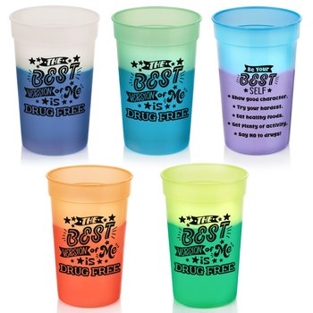 The Best Version of Me Is Drug Free Assorted-Color Mood Cups 17 oz. - Pack of 10 from Positive Promotions